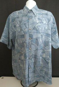 Patrini Men's Blue Short Sleeve Button Front Shirt Medium